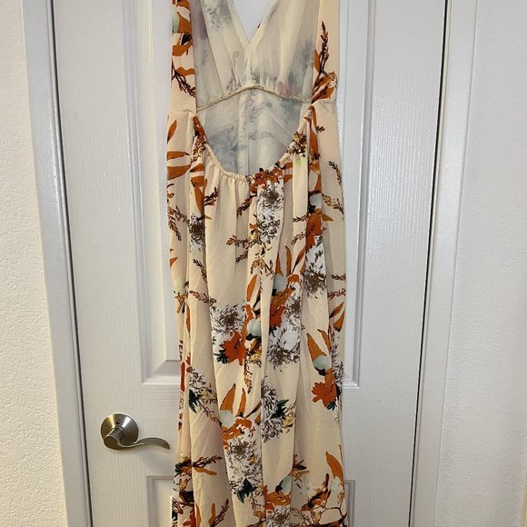 NWOT BerryGo Women's Sexy Deep V Neck Backless Floral Print Split Maxi Dress - Picture 11 of 13